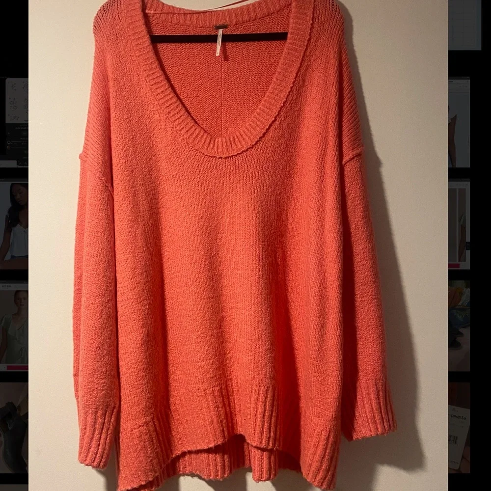 Free People Pink Lightning Knit Sweater NWT L - Picture 1 of 3